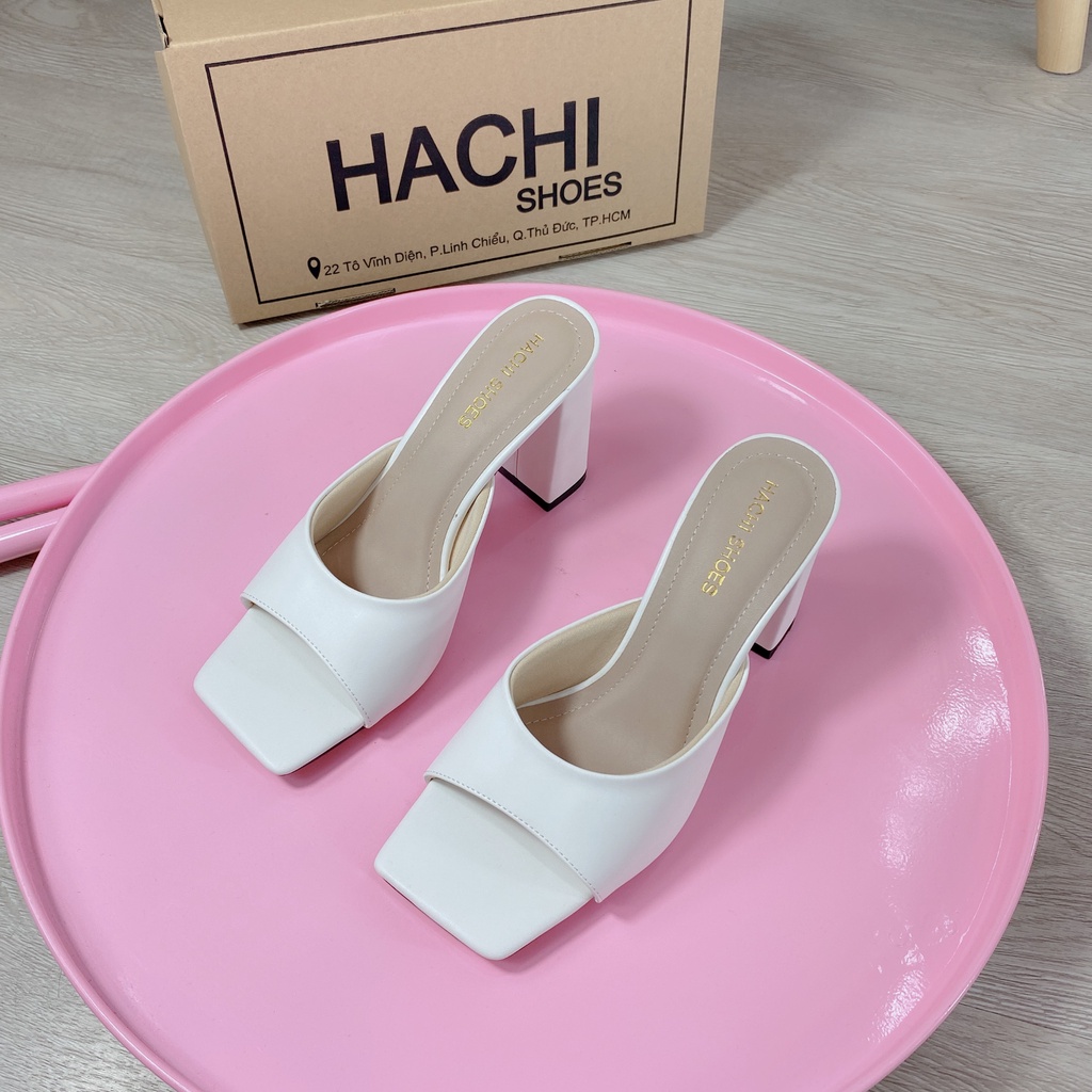 Dép guốc nữ gót vuông màu trắng  MÃ A678
