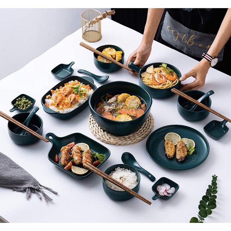 BỘ BÁT ĐĨA GỐM SỨ TRÁNG MEN CAO CẤP