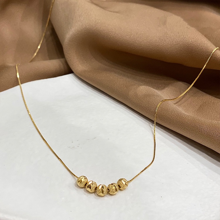 COMBO Vòng cổ + Lắc tay hạt đậu tròn , chất liệu Titan, mạ vàng 24K sang trọng