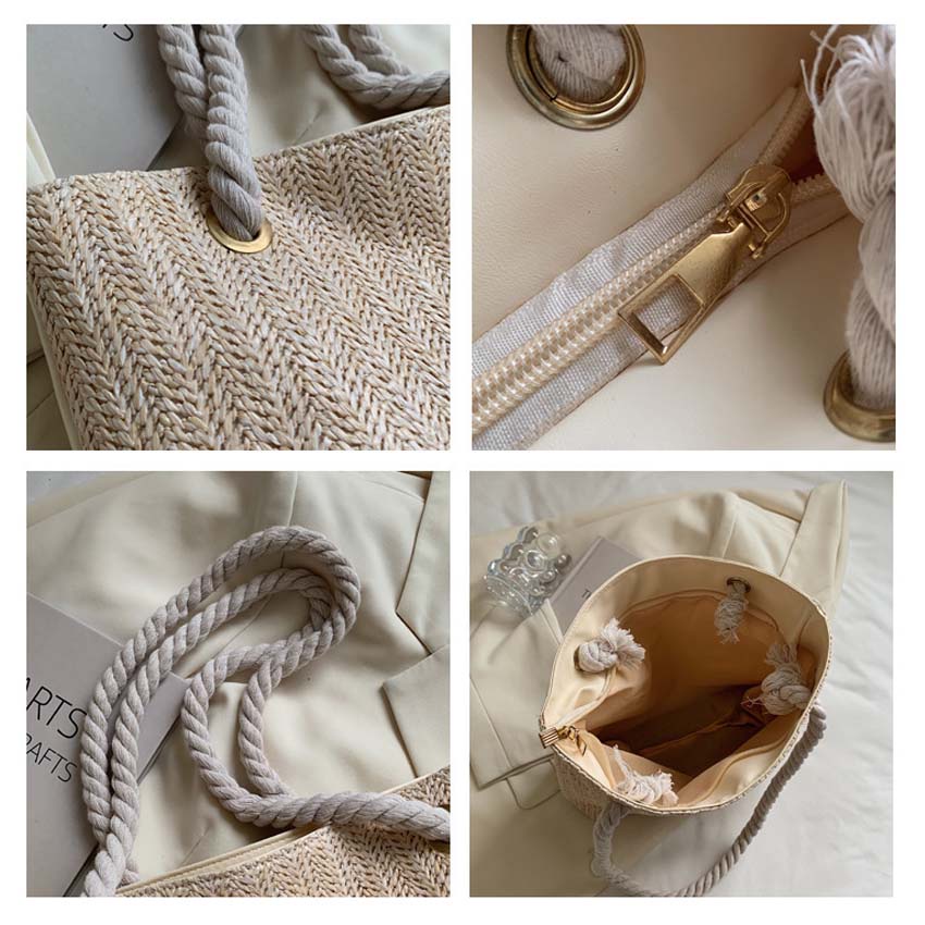 Túi xách nữ dễ thương T1043 NASI Store túi cói cầm tay mẫu mới đẹp có dây kéo thời trang