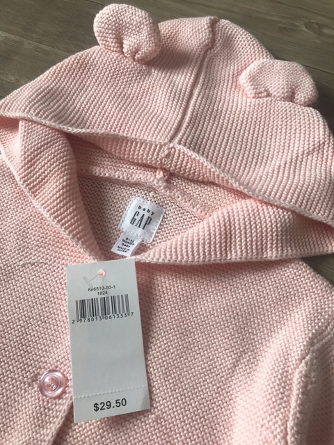 Áo khoác len tải gấu màu hồng