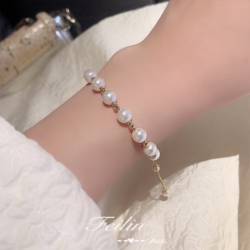 Vòng Đeo Tay Đính Hạt Ngọc Trai Đơn Giản Phong Cách Hàn Quốc