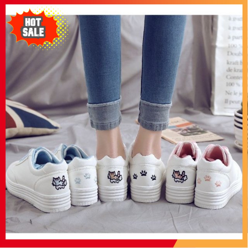 { RẺ VÔ ĐỊCH } Giày Thêu mèo độn đế