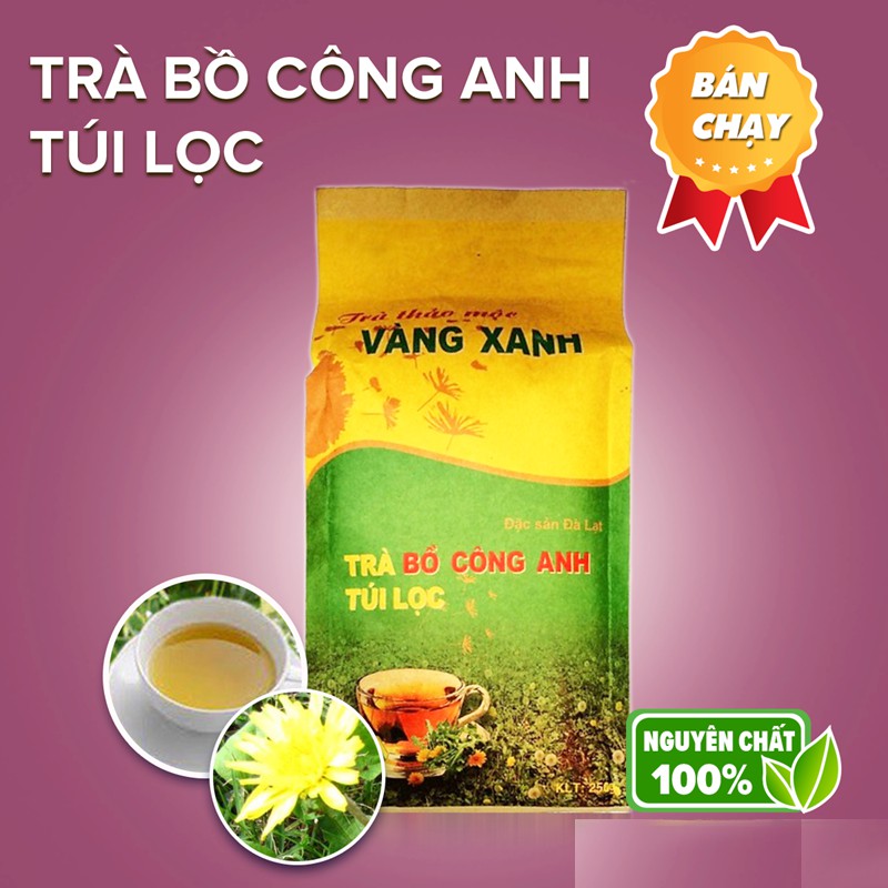 Trà thảo mộc túi lọc Bồ công anh hiệu Vàng Xanh đặc sản Đà Lạt dạng túi