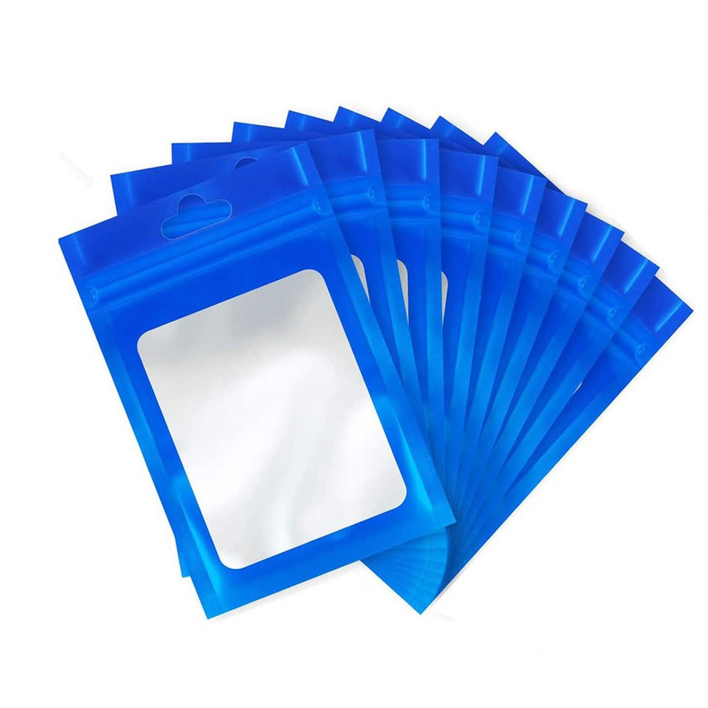 Set 50/100 túi khóa zip màu xanh dương bằng nhựa tiện dụng
