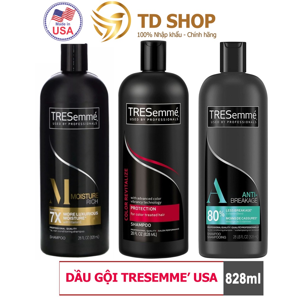 [NK Mỹ] Dầu Gội I Dầu xả Tresemme Mỹ Chống Gãy Rụng Tóc I Phục hồi độ ẩm I Giữ nếp tóc uốn 828 ML I 1180 ML