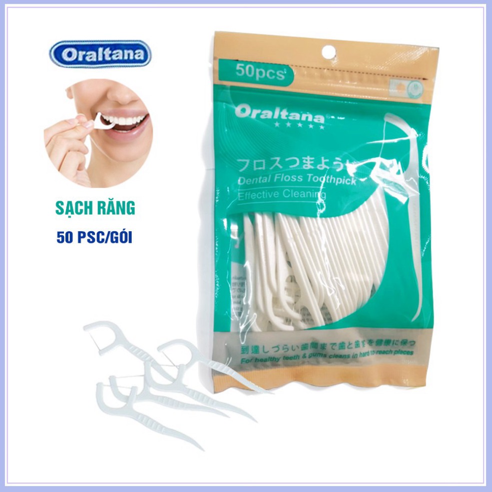 Combo 2 gói tăm chỉ nha khoa Oraltana (100 chiếc) - Tăm chỉ tiện lợi