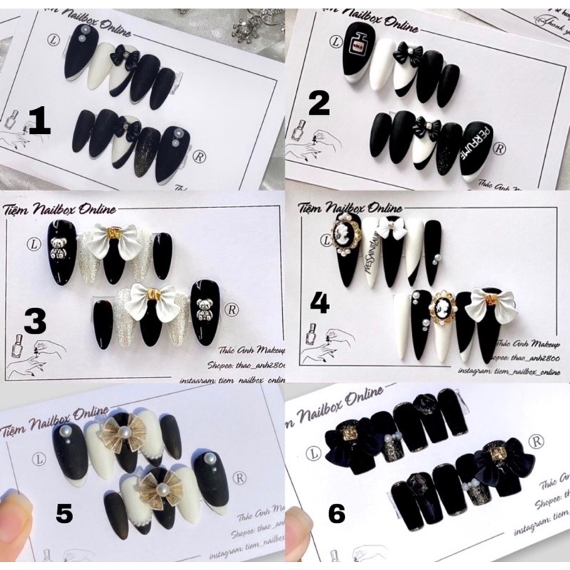 Nail Box Thiết Kế Phối Đen Trắng Huyền Bí Trendy