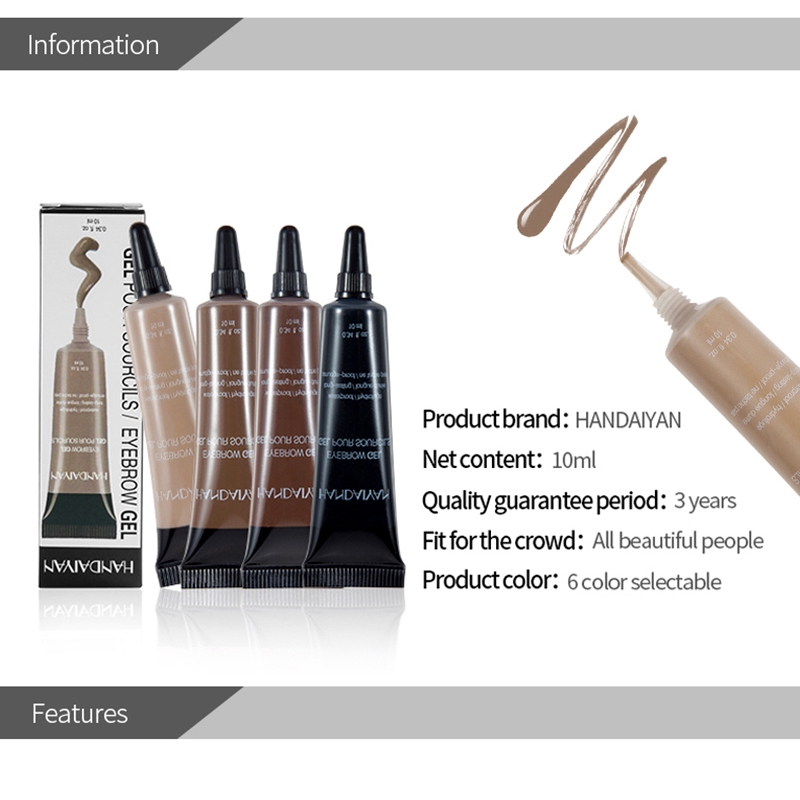 [Hàng mới về] Gel nhuộm lông mày HANDAIYAN 10ml trang điểm chống thấm nước kèm cọ chuốt lông mày dành cho bạn nữ
