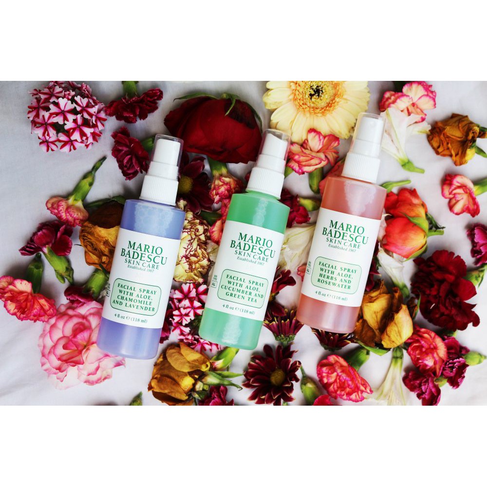 (Sẵn) Toner dạng xịt Mario Badescu Facial Spray Rose, Lavender, Green Tea 118ml