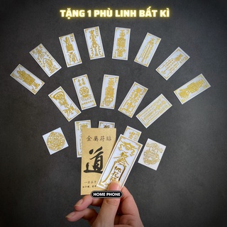 Miếng dán điện thoại tài lộc may mắn thần tài phong thủy linh phù mạ vàng