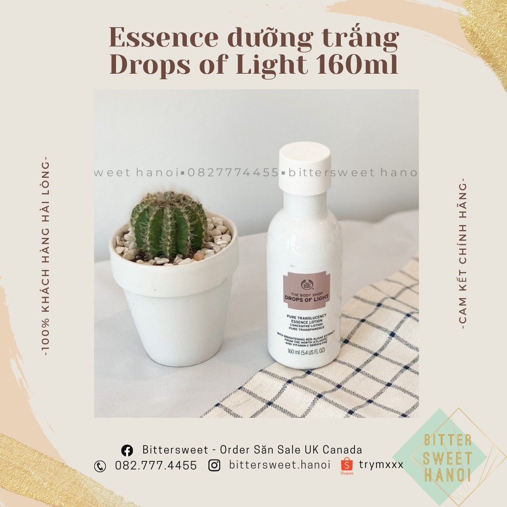 Sữa dưỡng (essence) Trắng Sáng Drops Of Light ™ THE BODY SHOP Pure Translucency Essence Lotion 160ML
