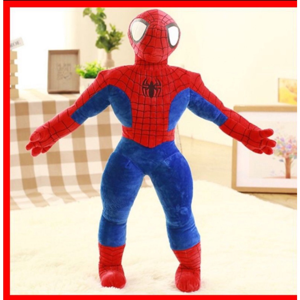 Thú bông Siêu nhân người nhện Spider Man to 100cm - Gấu bông, gối ôm người nhện nhồi bông siêu anh hùng vải nhung xịn xò