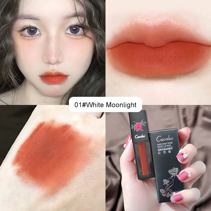✨✨Son Môi Đất Sét Không Phai Không Dính Thành Cốc Màu Trắng Mờ Tiện Dụng