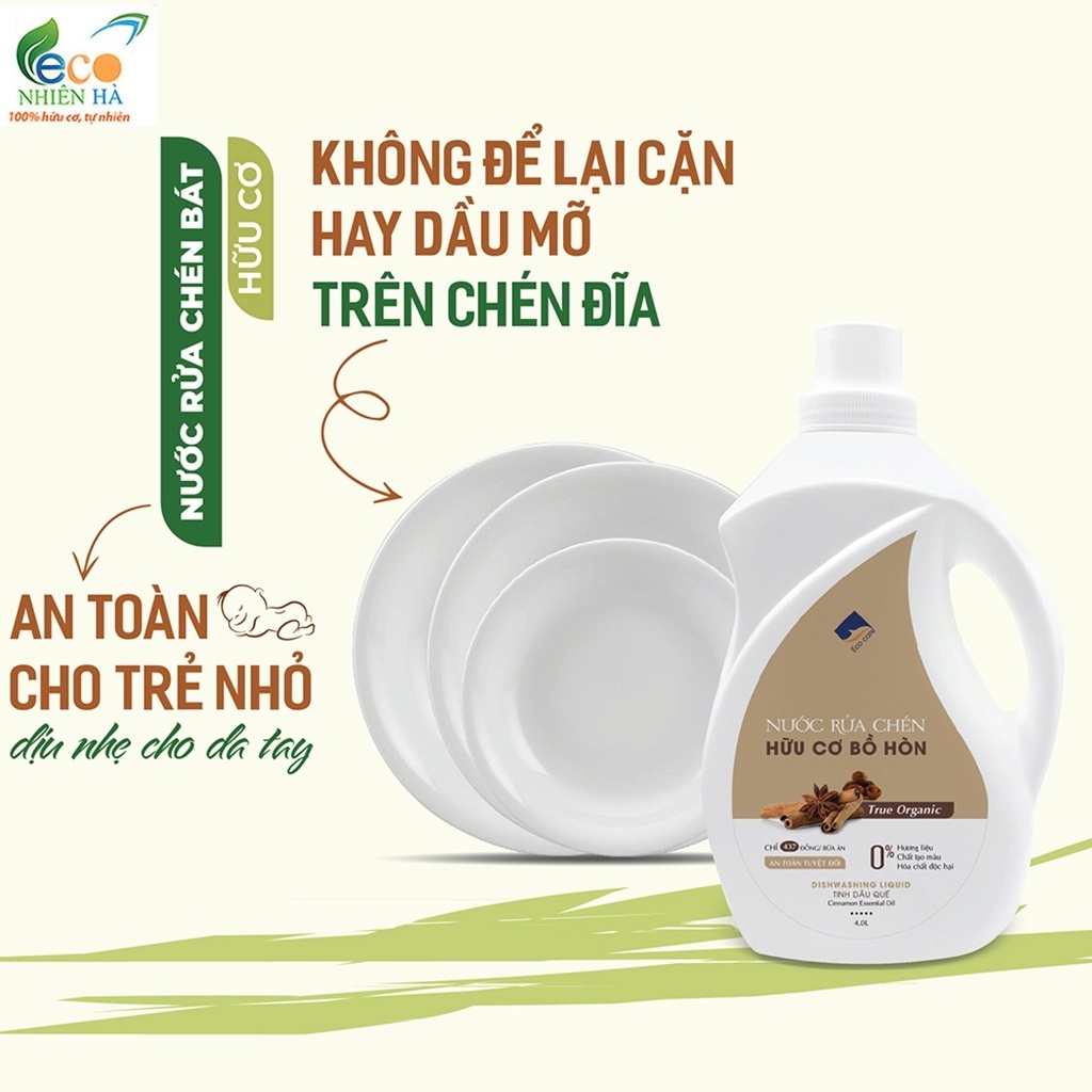 Nước rửa chén ECOCARE sả chanh hữu cơ, nước rửa bát an toàn trẻ nhỏ, không hại da tay