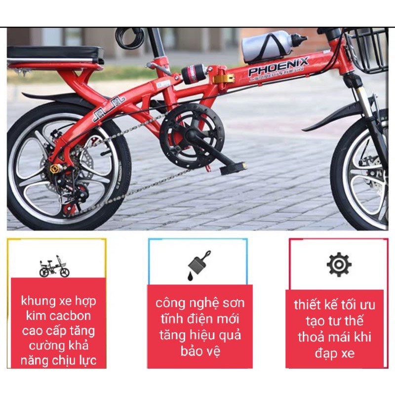 XE ĐẠP GẤP GỌN PHOENIX  20 INCH- BÁNH ĐÚC 3 ĐAO -5 ĐAO -HÀNG SẴN