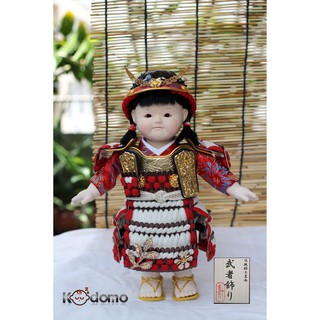 Búp bê Samurai , búp bê Nhật Bản .  5G ĐỎ TRẮNG NÂU