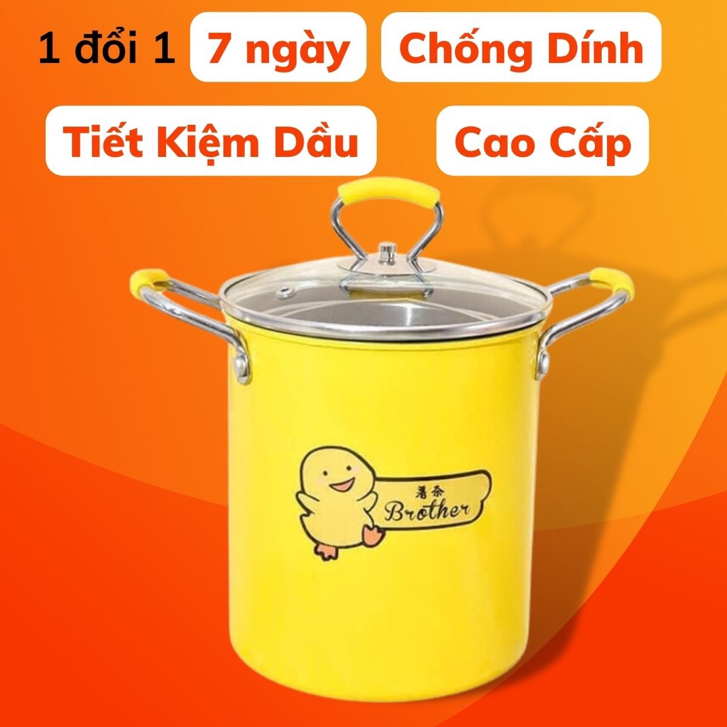 Nồi Chiên Ngập Dầu Họa Tiết Vịt Vàng Có Lồng Chiên Inox Chống Dính Chín Đều Thực Phẩm Tiết Kiệm Dầu Angola_shop