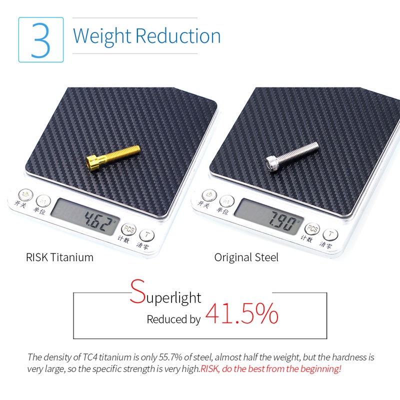 Bu Lông Lục Giác Bằng Titan M6 x 30 35 40 50mm Cho Xe Đạp Leo Núi