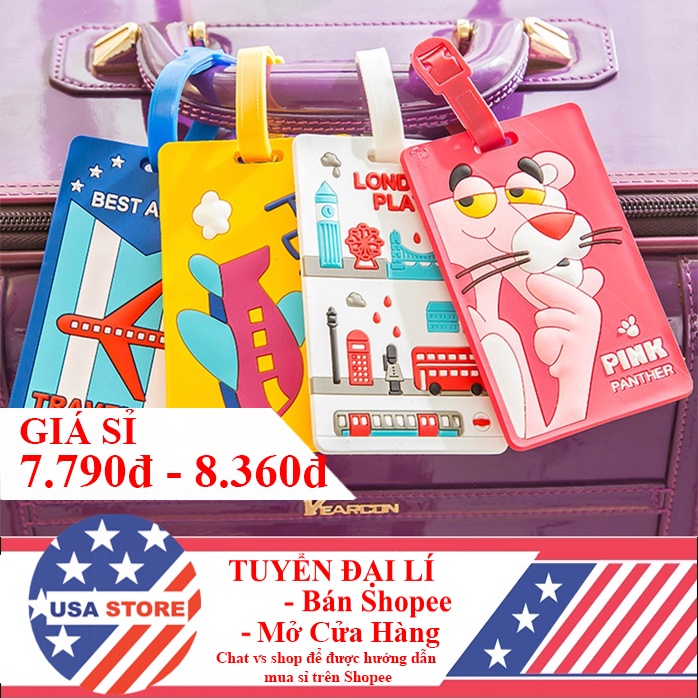 (Video Review) Thẻ Tag Gắn Đeo Hành Lý Vali Hoạt Hình H4 - Bao Thẻ Name Tên Treo Vali Tiện Ích 11