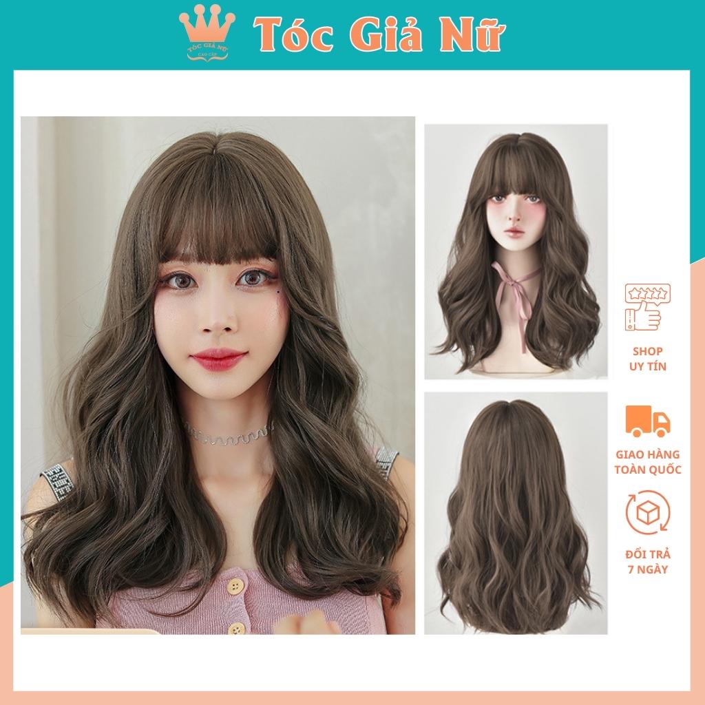 Tóc giả nữ nguyên đầu xoăn ngắn 45cm, kiểu mới đẹp, tặng kèm lưới trùm, C0304