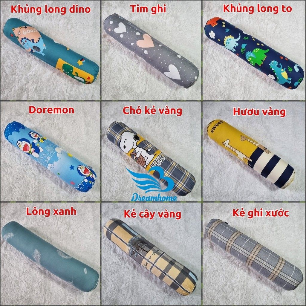 Vỏ gối ôm cotton 100% có khóa kéo dài 95cm, áo gối ôm nhiều màu họa tiết