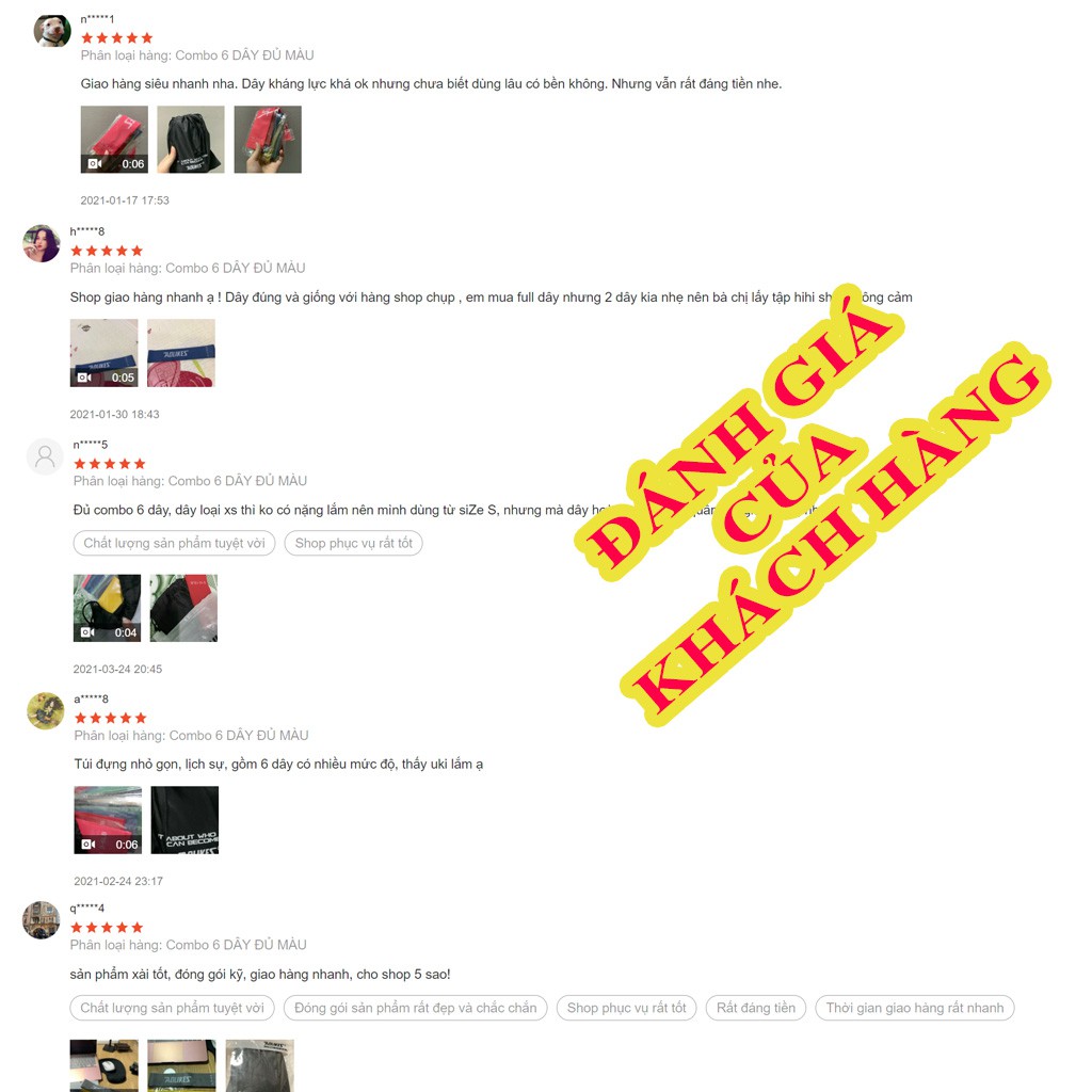 Set 6 Dây kháng lực tập gym Aolikes, Dây thun miniband cao su đàn hồi tập mông chân cho nữ 2021