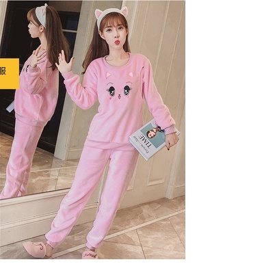 Quần Áo Bộ Đồ Bầu Nữ Mặc Ở Nhà Sau Sinh Cho Con Bú Ti Vải Nhung Bông 4 Chiều Dài Tay Pijama Xuân Hè Thu Đông BOBAU07