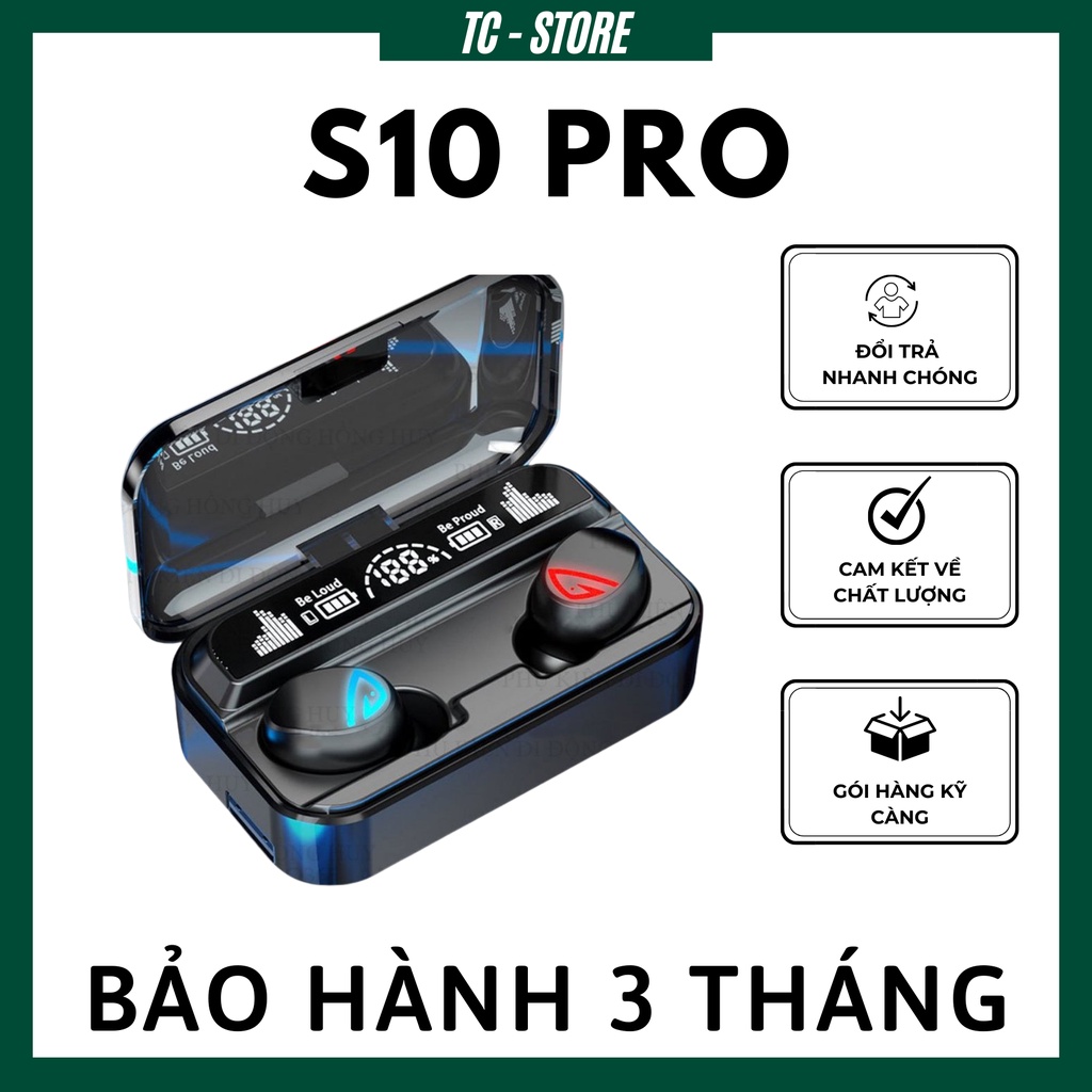 Tai nghe bluetooth gaming S10 Pro cao cấp, cảm ứng, hỗ trợ đàm thoại, nghe nhạc, kiêm sạc dự phòng 2200mAh - TC-Store
