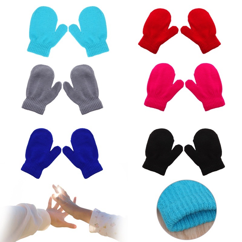 Đôi Găng Tay Len Mềm Giữ Ấm Màu Kẹo Ngọt Dành Cho Bé Trai Gái