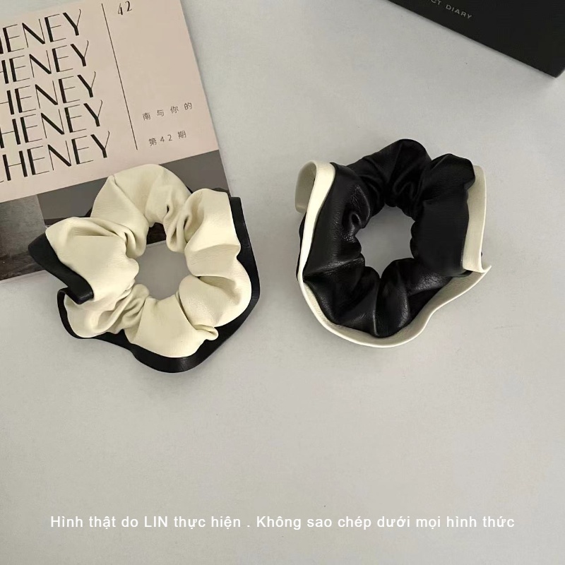 Scrunchies Cột Tóc Buộc Tóc Vải Da LIN Phong Cách Hàn Quốc