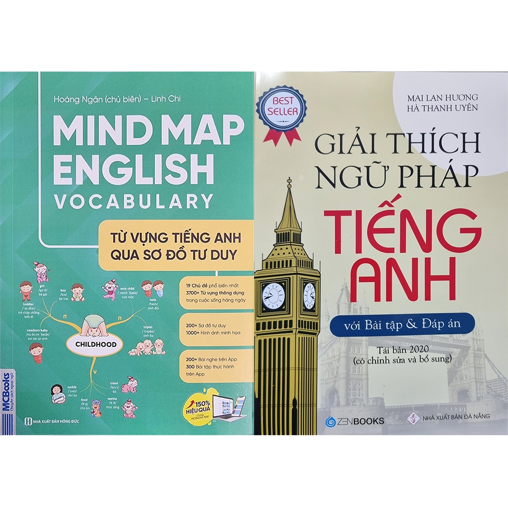 Sách - Combo 2 Cuốn: Mindmap English Vocabulary Từ Vựng Tiếng Anh Qua Sơ Đồ  Tư Duy + Giải Thích Ngữ Pháp Tiếng Anh | Shopee Việt Nam
