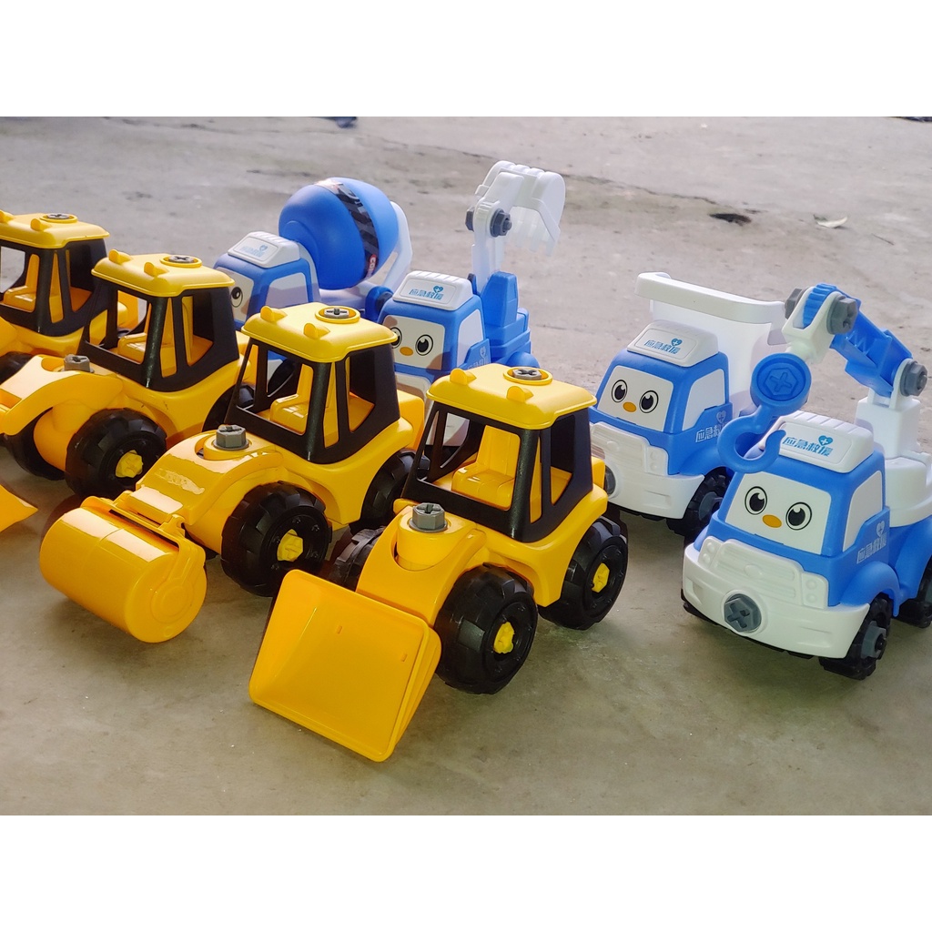 Đồ chơi cho bé, Bộ 8 xe công trình xây đựng cầu đường , Mô hình xe công trường