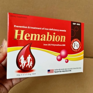 Siro ống HEMABION giúp bồi bổ máu cho phụ nữ chuẩn bị mang thai, đang mang thai và cho con bú - Hộp 20 ống (10ml)
