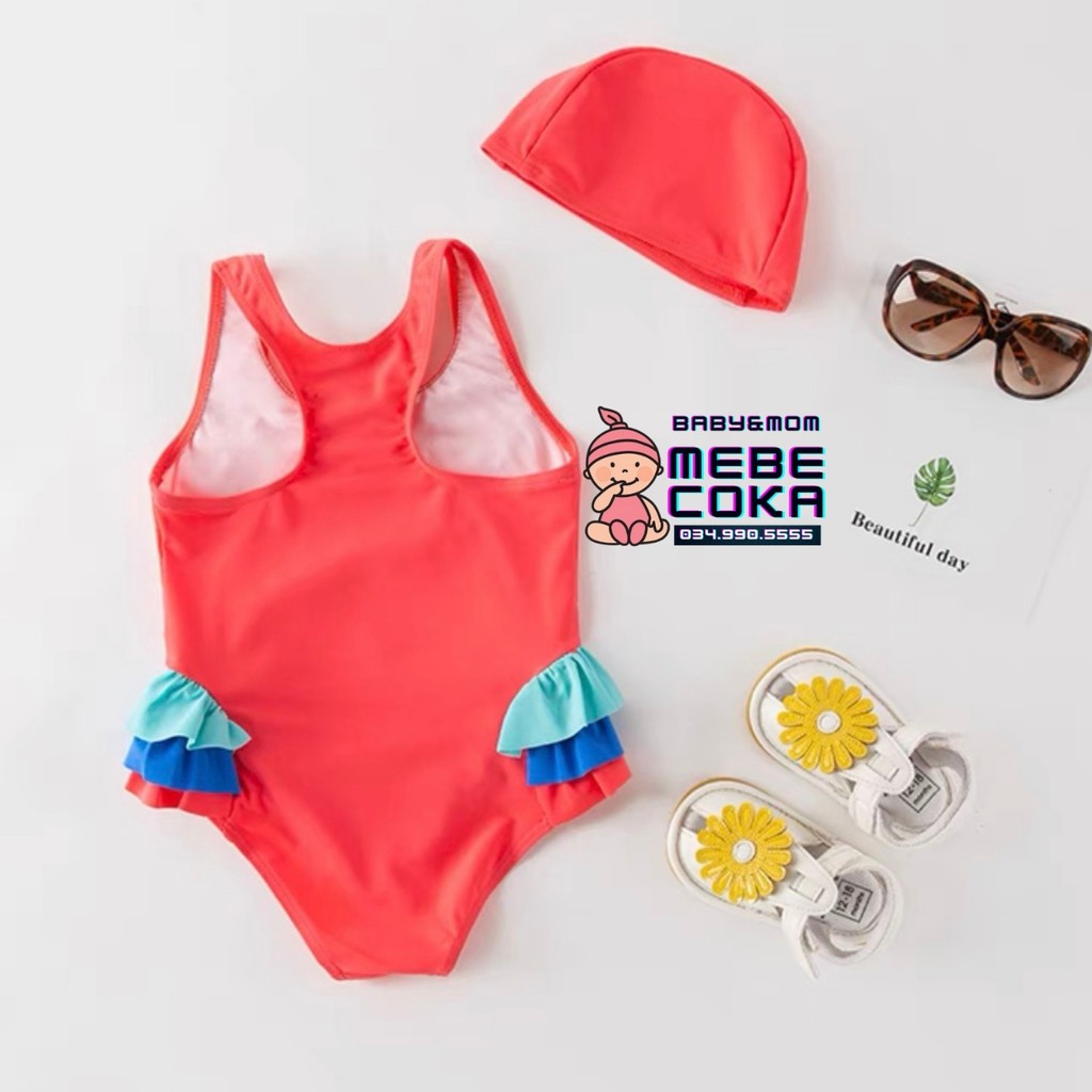 Đồ bơi cho bé gái ,bộ đồ BIKINI trẻ em chất LYCRA Hàn cao cấp họa tiết siêu dễ thương (tặng kèm mũ)