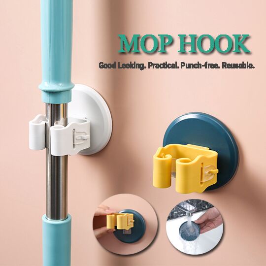 Móc lưu trữ cây lau nhà treo tường tự dính móc đa năng giá đỡ bàn chải móc chổi móc nhà bếp Móc treo mạnh mẽ