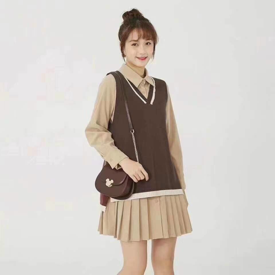 Set gile len váy sơ mi chân dập ly hàng QC