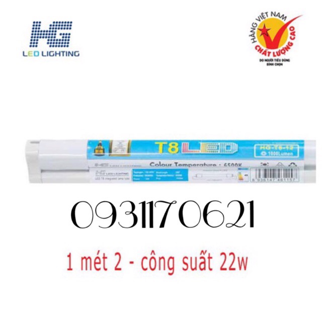 BỘ ĐÈN LED TUÝP 1M2 THỦY TINH 22W 1M2 ÁNH SÁNG TRẮNG VÀ MÁNG ĐÈN NẮP RỜI 1M2