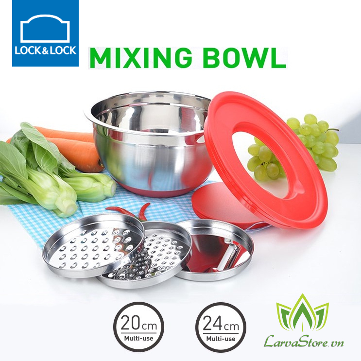 Tô Trộn Inox Kèm Bàn Mài Lock&amp;Lock MIX3242-G / MIX3202-G