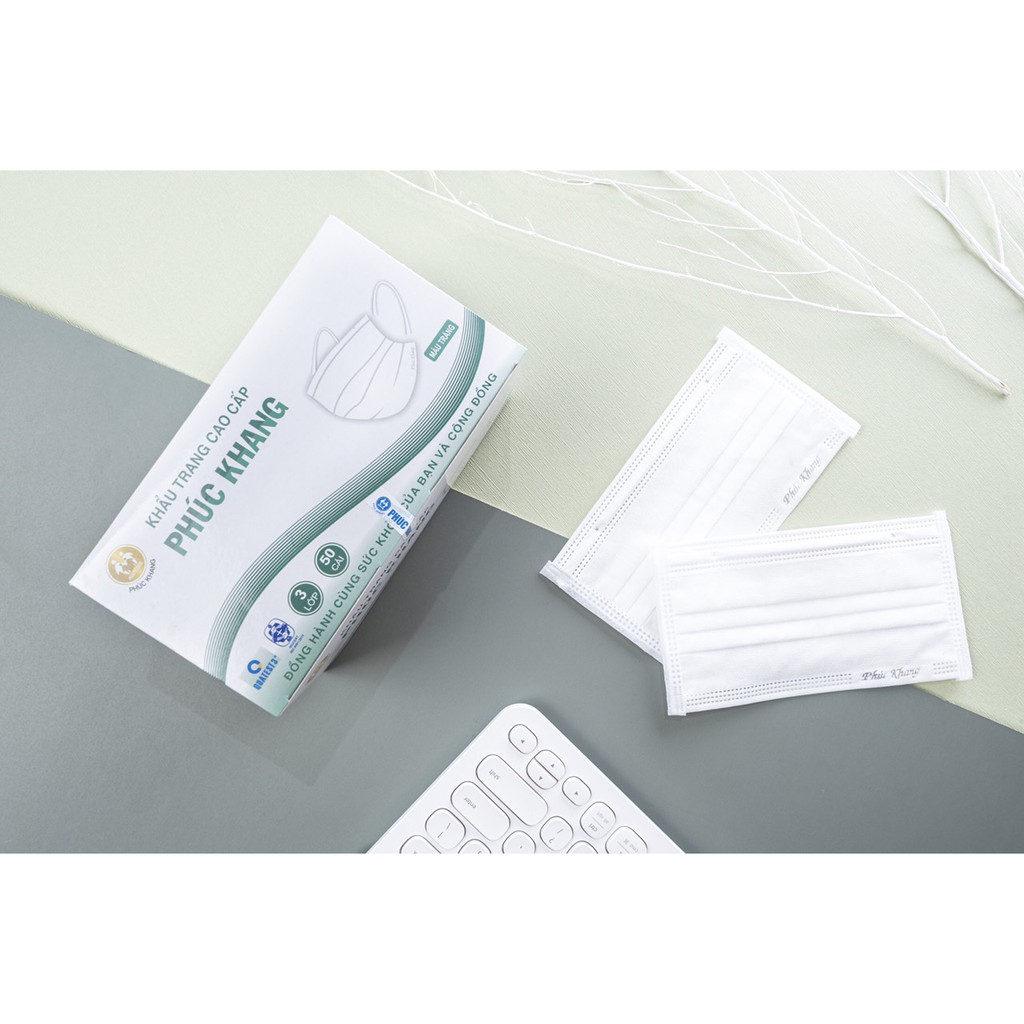 Khẩu trang y tế cao cấp Phúc Khang,có giấy lọc kháng khuẩn ( Hộp 50 cái) | BigBuy360 - bigbuy360.vn