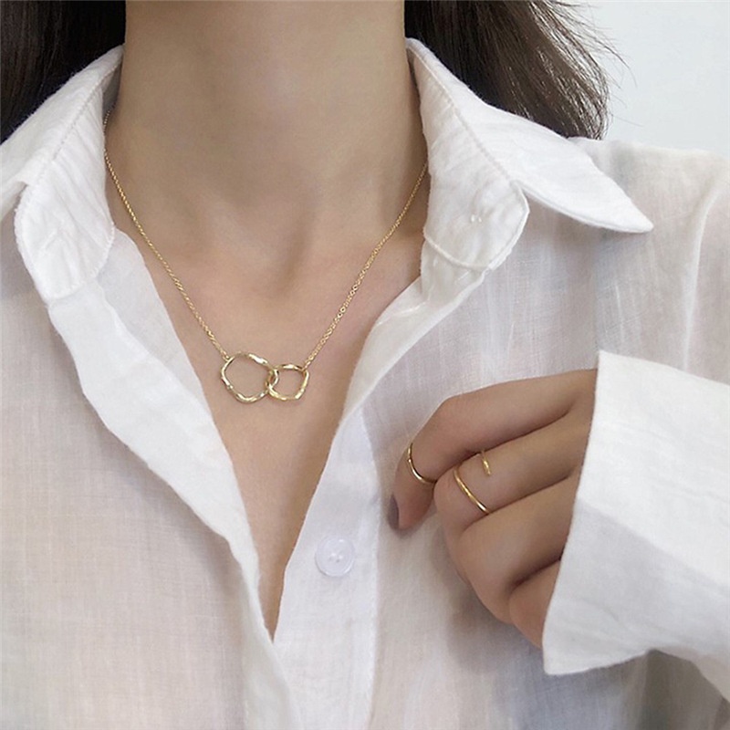 Vòng cổ mạ vàng 14K We Flower mặt tròn đơn giản thời trang xinh xắn cho nữ