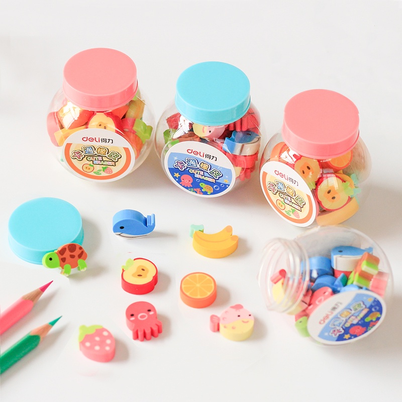Hộp 20 Cục Tẩy Mini Bằng Cao Su Họa Tiết Hoạt Hình Sáng Tạo Cho Học Sinh