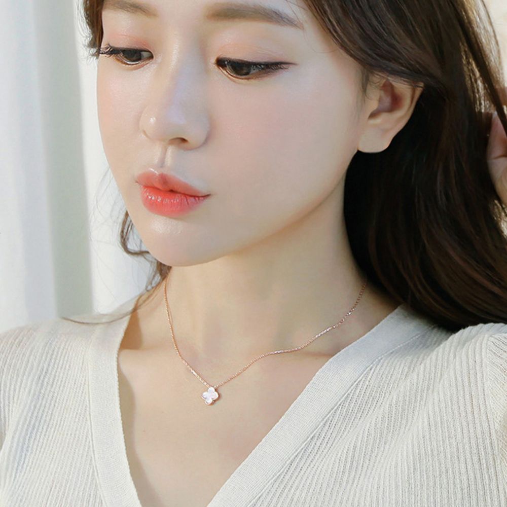 Vòng cổ/ bông tai hình cỏ bốn lá may mắn phong cách ngọt ngào cho nữ