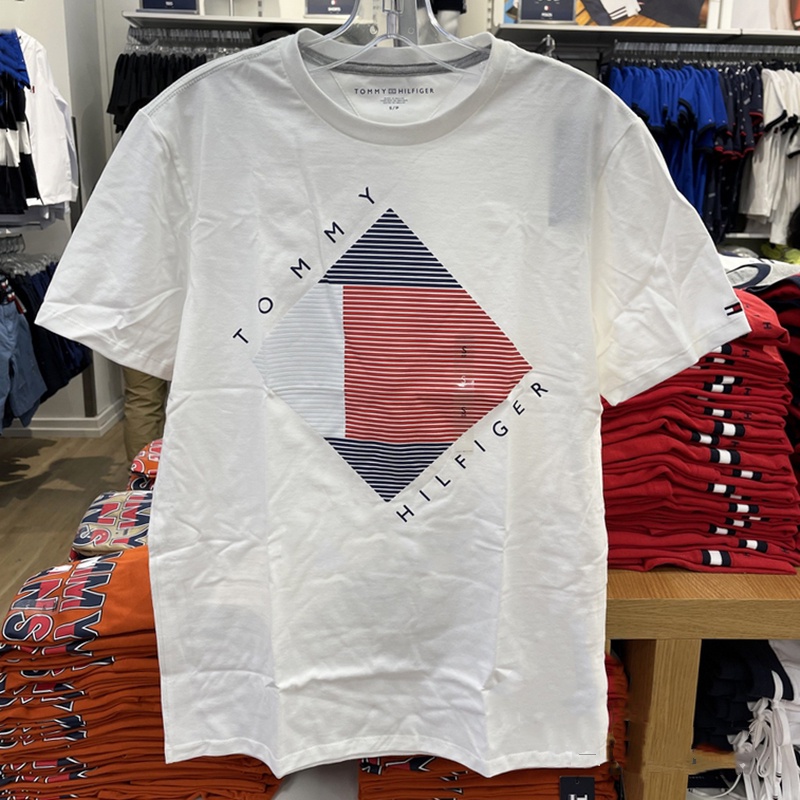 Áo Thun Tay Ngắn Cổ Tròn In Chữ Tommy Chất Liệu Cotton Cho Nam