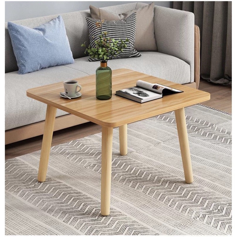 Bàn trà sofa/cafe ngồi bệt hình vuông chân gỗ hiện đại, bàn trà phòng khách uống nước phong cách tối giản