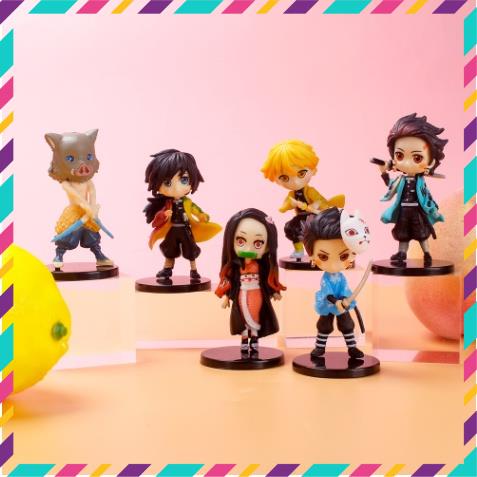 Mô Hình Thanh Gươm Diệt Quỷ  Tanjirou , Nezuko , Zenitsu , Inosuke , Giyuu - Figure Kimetsu No Yaiba ChiBi