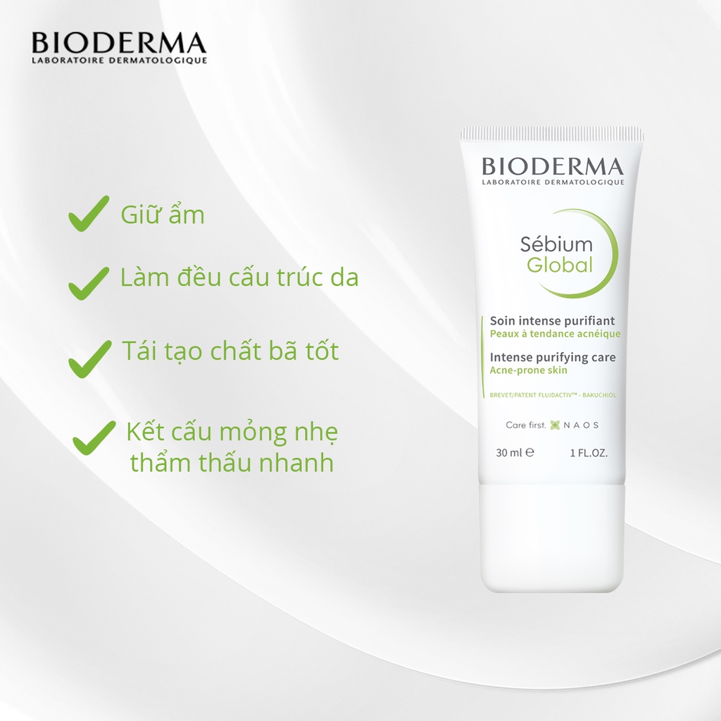 Bioderma Sebium Global - Kem Dưỡng Bioderma giảm mụn cho da dầu 30ml