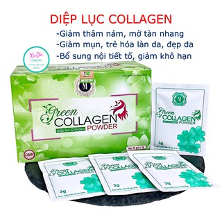 Diệp lục collagen green colagen hỗ trợ làm đẹp da giảm thâm nám mờ tàn nhang mụn giảm khô hạn tăng cường nội tiết tố nữ