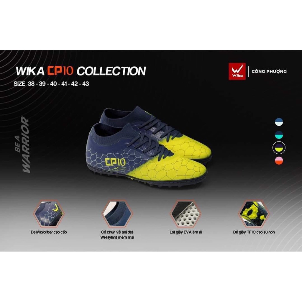 Giày Đá Bóng Wika CP10 Chính Hãng, Giày Đá Banh Sân Cỏ Nhân Tạo Công Phượng Tặng Tất Chống Trượt Cao Cấp