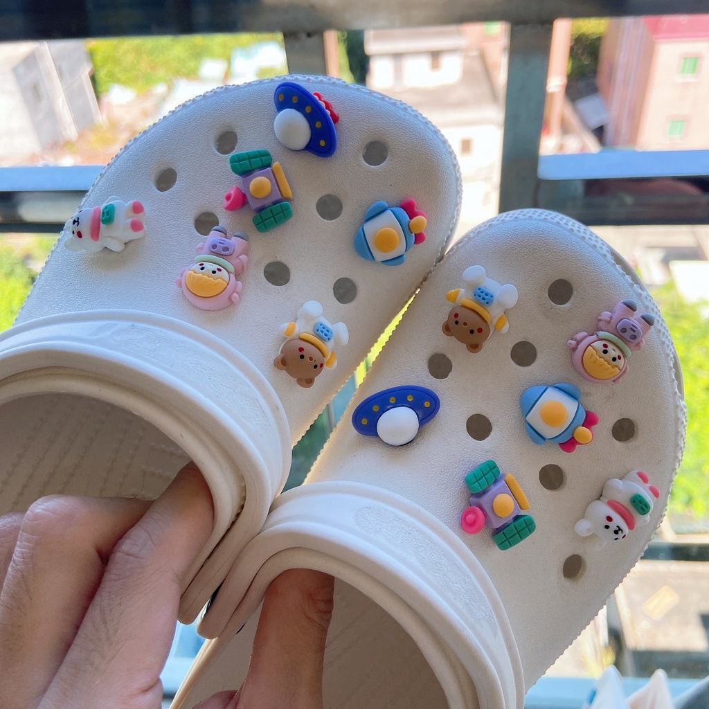 Nhãn Dán Dép sticker dépSet 10 Phụ Kiện Nút Giày Thời Trang#Loạt Bóng Len Chanh Cam